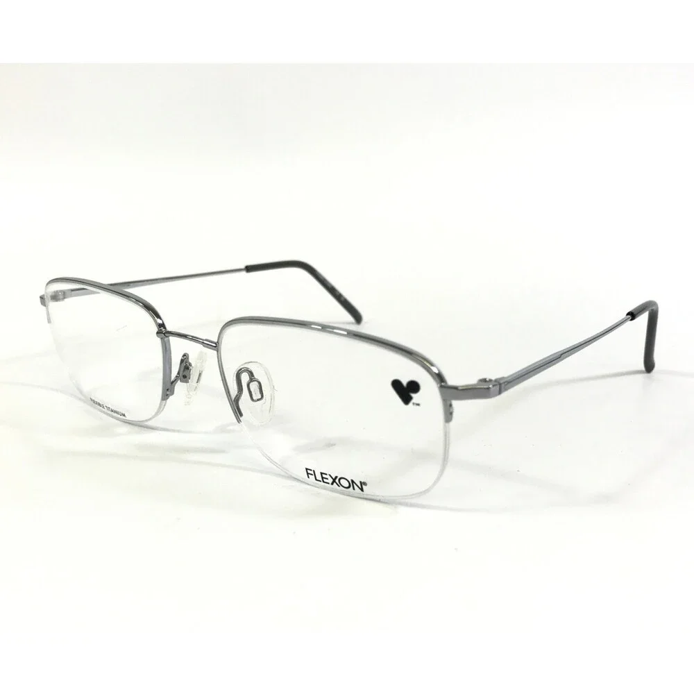 Flexon Eyeglasses Frames 606 LT GUNMETAL Square Half Rim Titanium 54-19-140